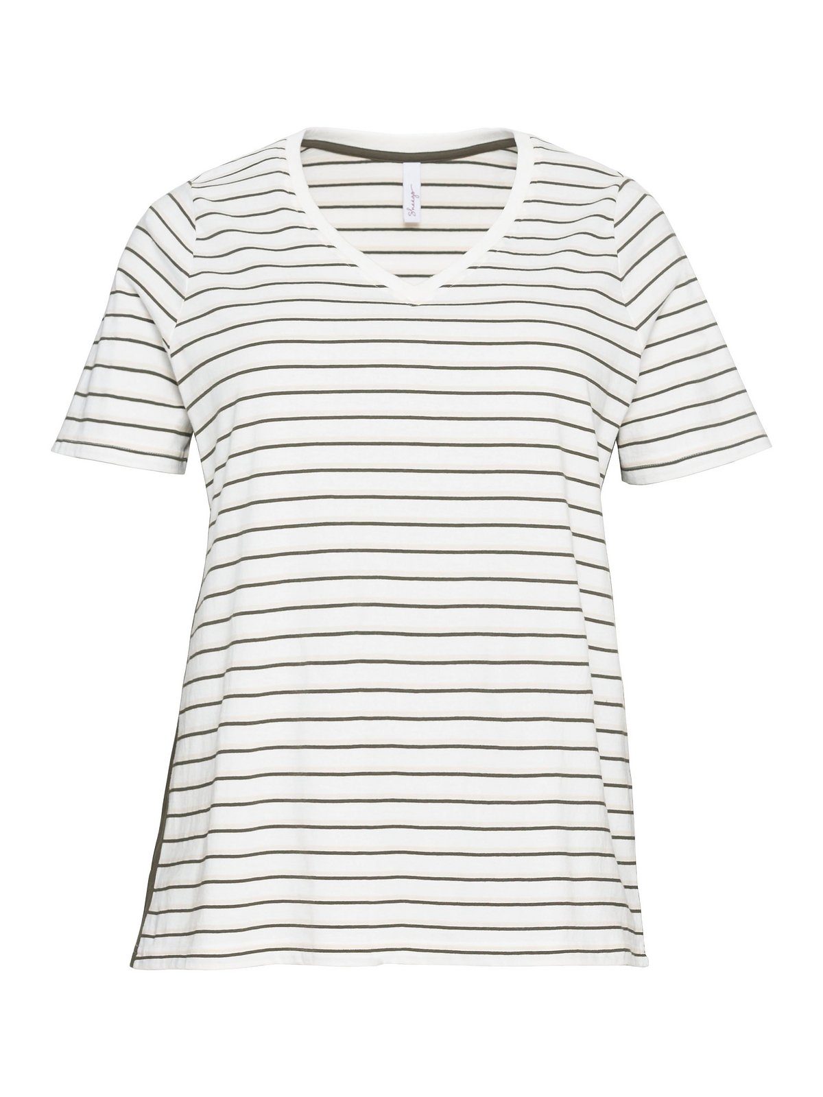 Sheego T-Shirt Große V-Ausschnitt, aus mit Jersey Größen weichem