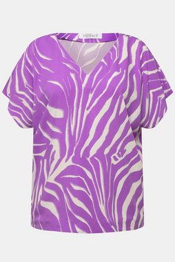 Studio Untold Hemdbluse Blusenshirt oversized Zebra Print V-Ausschnitt