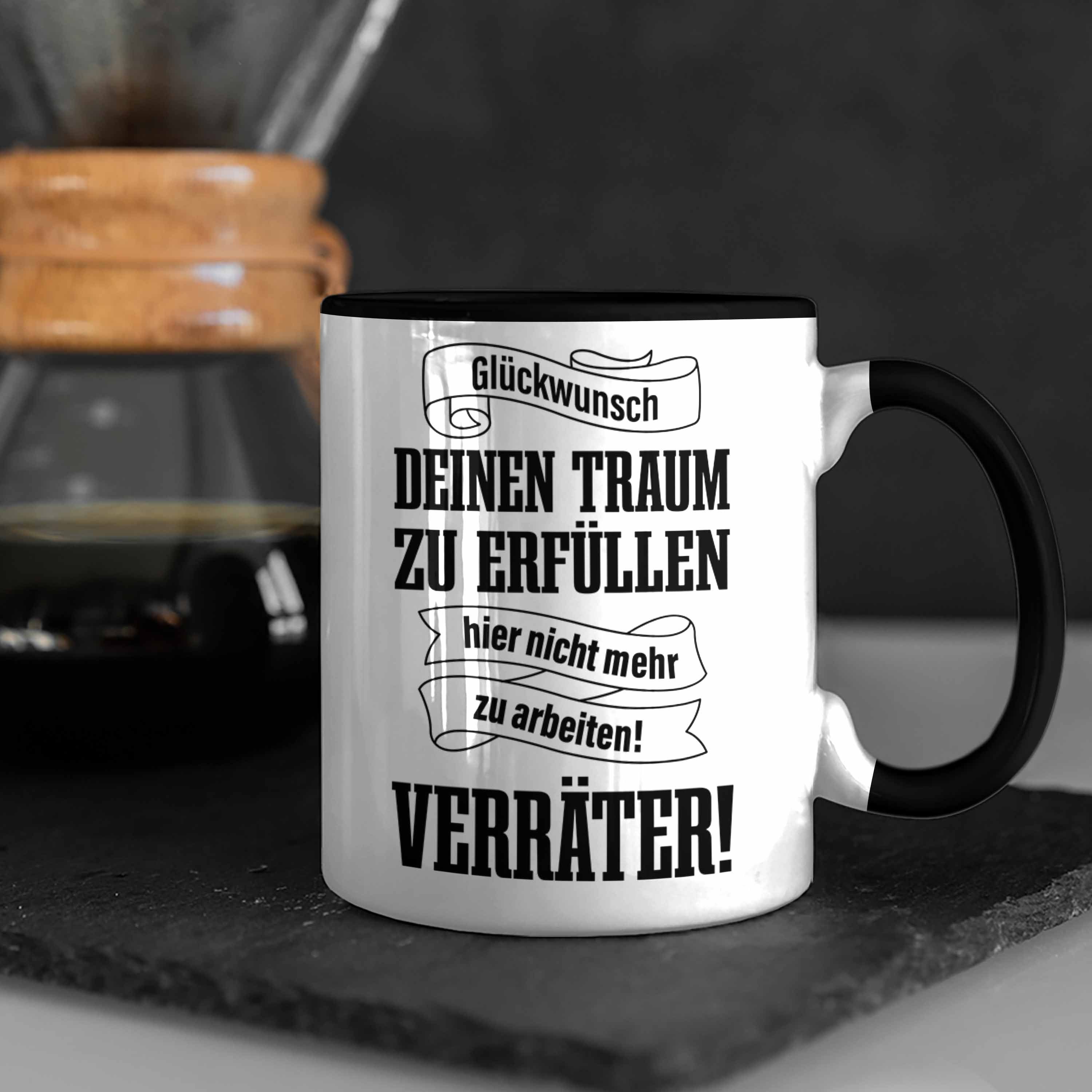 Trendation Tasse Trendation - Jobwechsel Lustig Tasse Schwarz Sprüche Abschiedsgeschenk Geschenk Erfüllen Verräter Kollegin Kollege Traum 