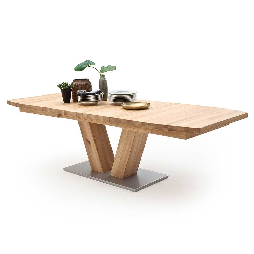 Tischplatte mit Farog, Bootsform, aus ausziehbar Esstisch in Pharao24 Massivholz,
