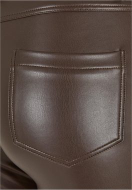 URBAN CLASSICS Stoffhose Urban Classics Damen Ladies Mid Waist Synthetic Leather Pants (1-tlg)