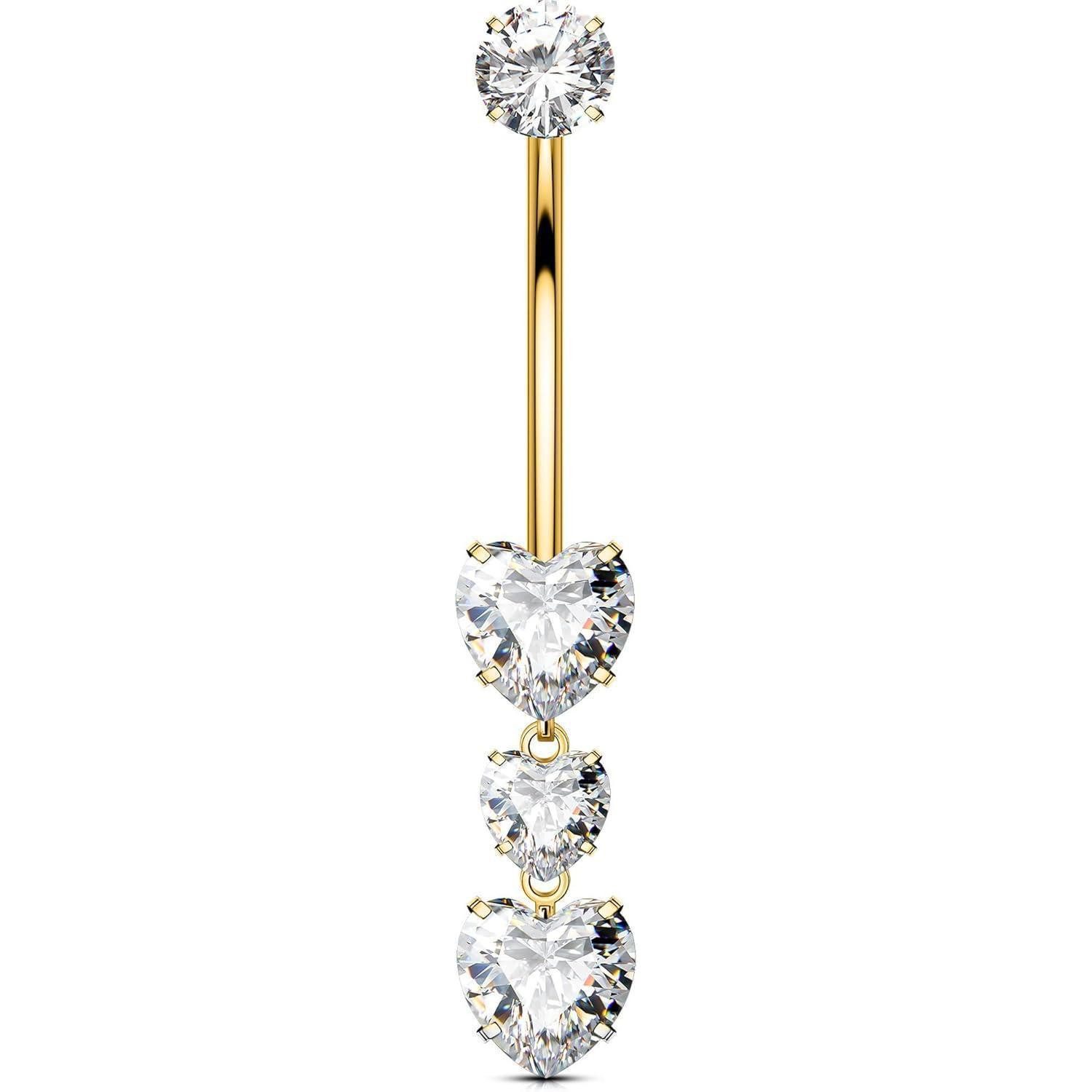 LuxusKollektion Bauchnabelpiercing Titan Heart Dangle Belly Button Piercing 14G 10/12/14/16mm