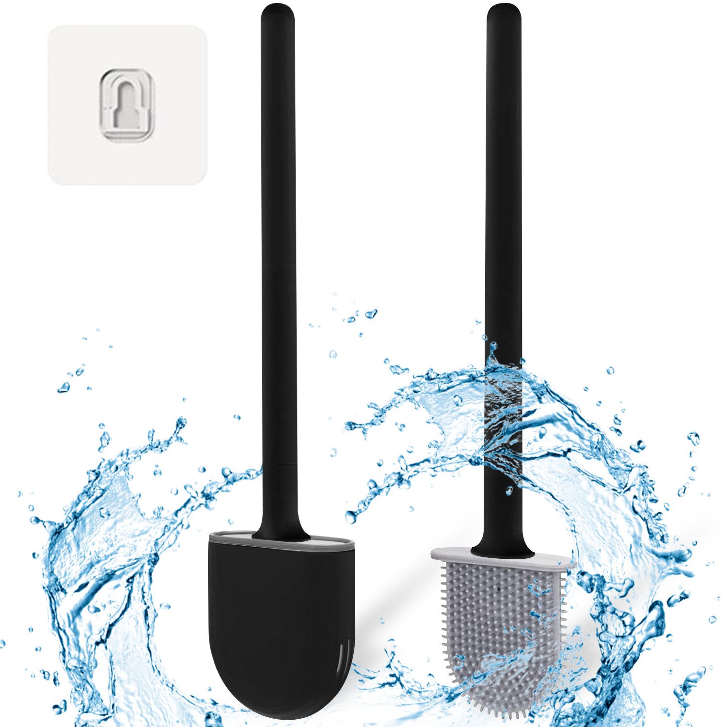 MAQETARA Products WC-Reinigungsbürste Premium Silikon Klobürste für Badezimmer, Bad, WC, Toilette, Reinigung, (Packung), Schnell Trocknende WC Bürste mit Wandbefestigung zum Kleben