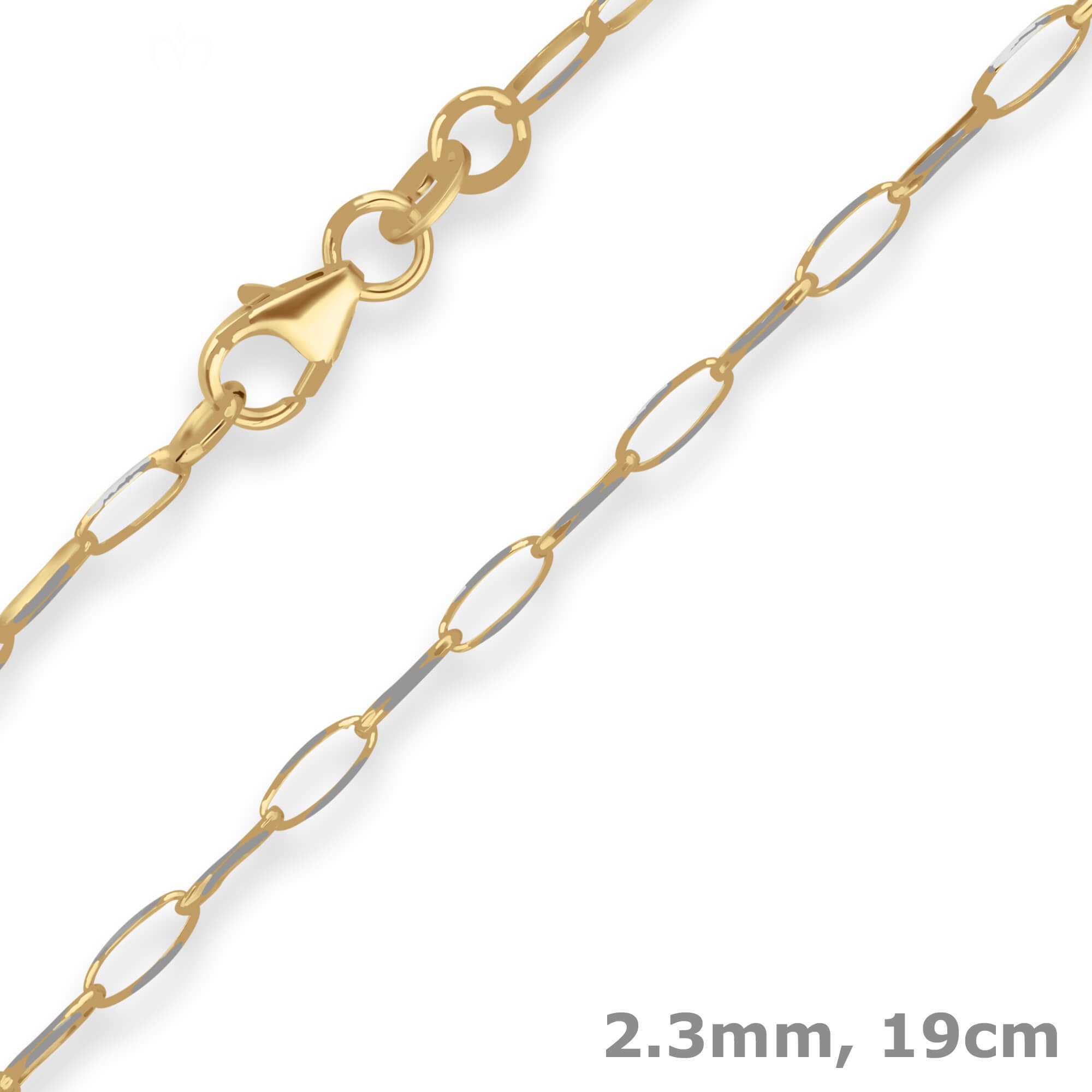 Goldarmband 2,3mm Armband Fantasiekette aus 375 Gold gelb/weiß 19cm