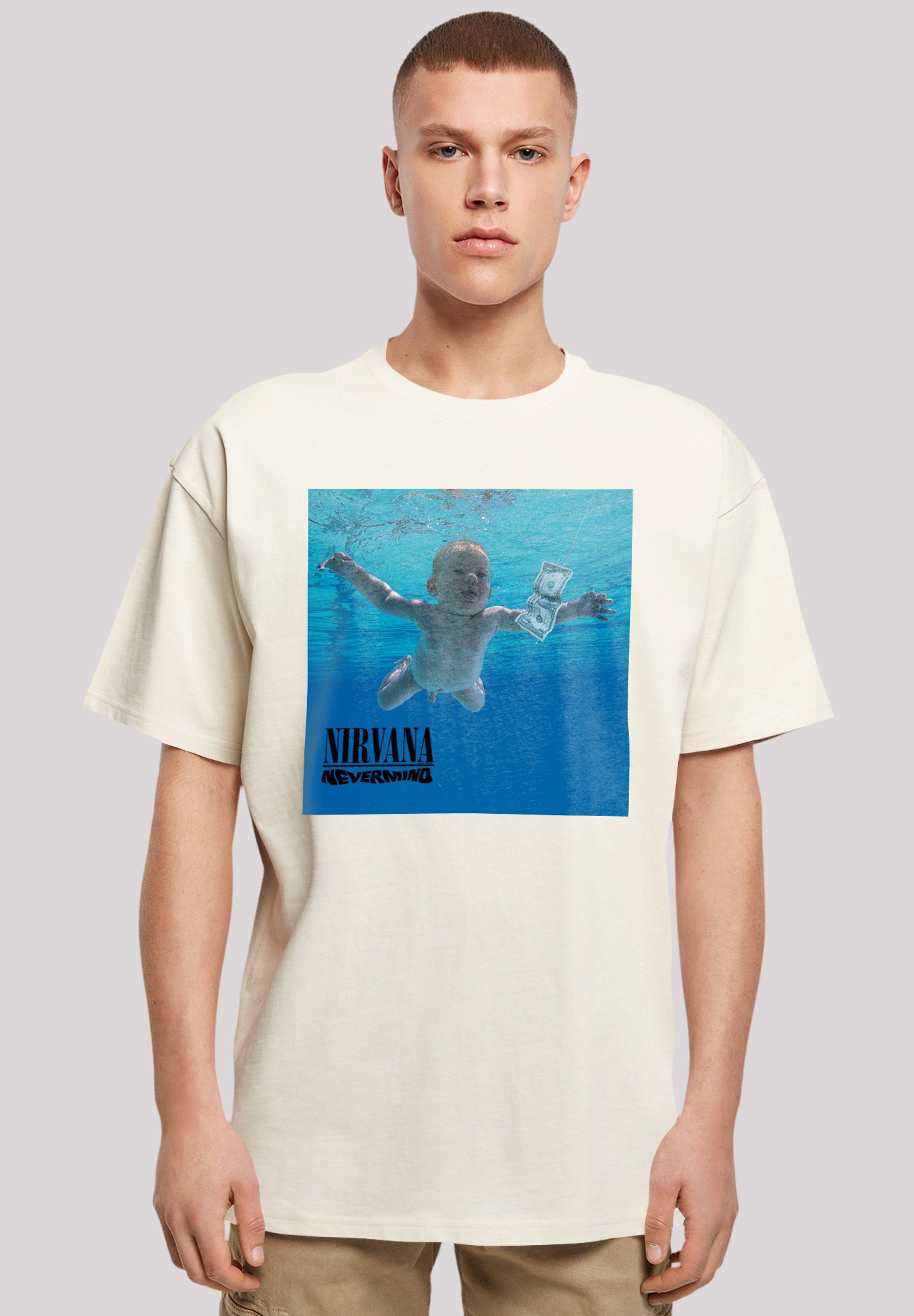 F4NT4STIC T-Shirt Nirvana Rock Band Nevermind Album Premium Qualität sand