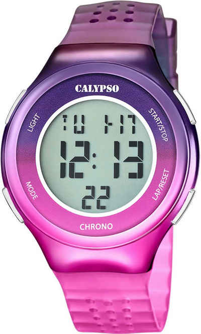 CALYPSO WATCHES Chronograph Color Splash, K5841/6, Armbanduhr, Quarzuhr, Damenuhr, Digitalanzeige, Datum, Stoppfunktion