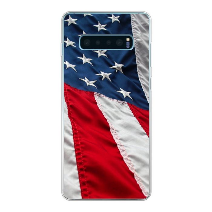 MuchoWow Handyhülle Nahaufnahme der Flagge der Vereinigten Staaten Phone Case Handyhülle Samsung Galaxy S10 Lite Silikon Schutzhülle