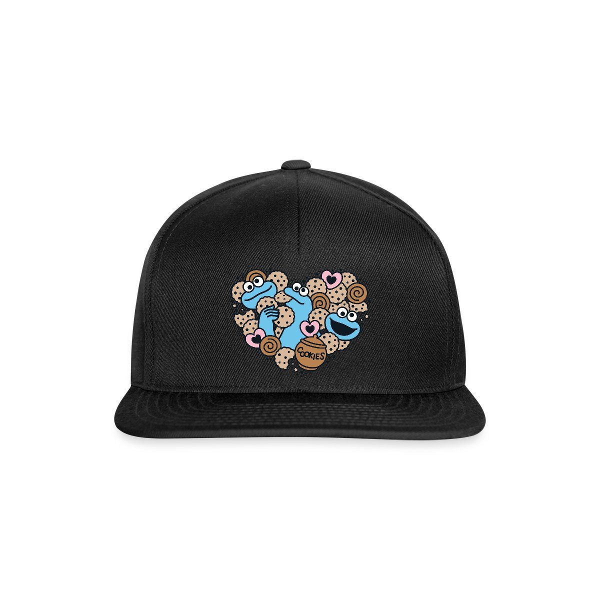 Spreadshirt Snapback Cap Sesamstraße Herz Mit Krümelmonster Snapback Cap (1-St)