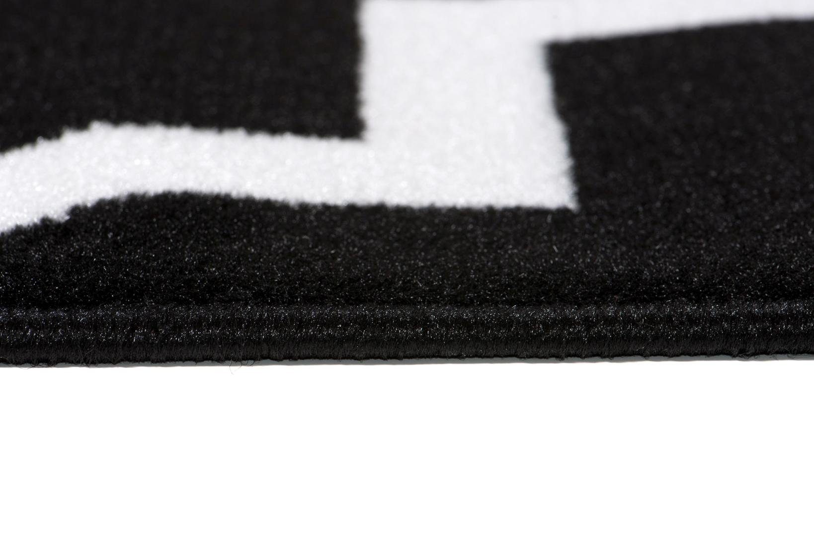 Designteppich Modern Teppich Geometrische Muster weiß - 7 x Kurzflor Höhe Fußbodenheizung, cm, 80 Mazovia, für Geeignet 150 Kurzflor, schwarz mm