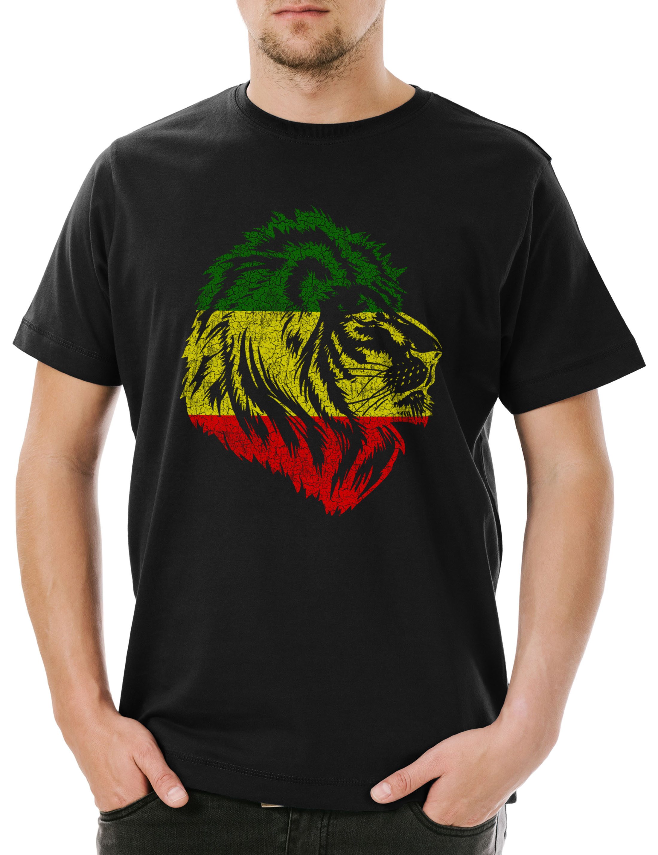 Print-Shirt Reggae Lion V Herren T-Shirt Reggae Jah Babylon Irie Jamaica Reggae