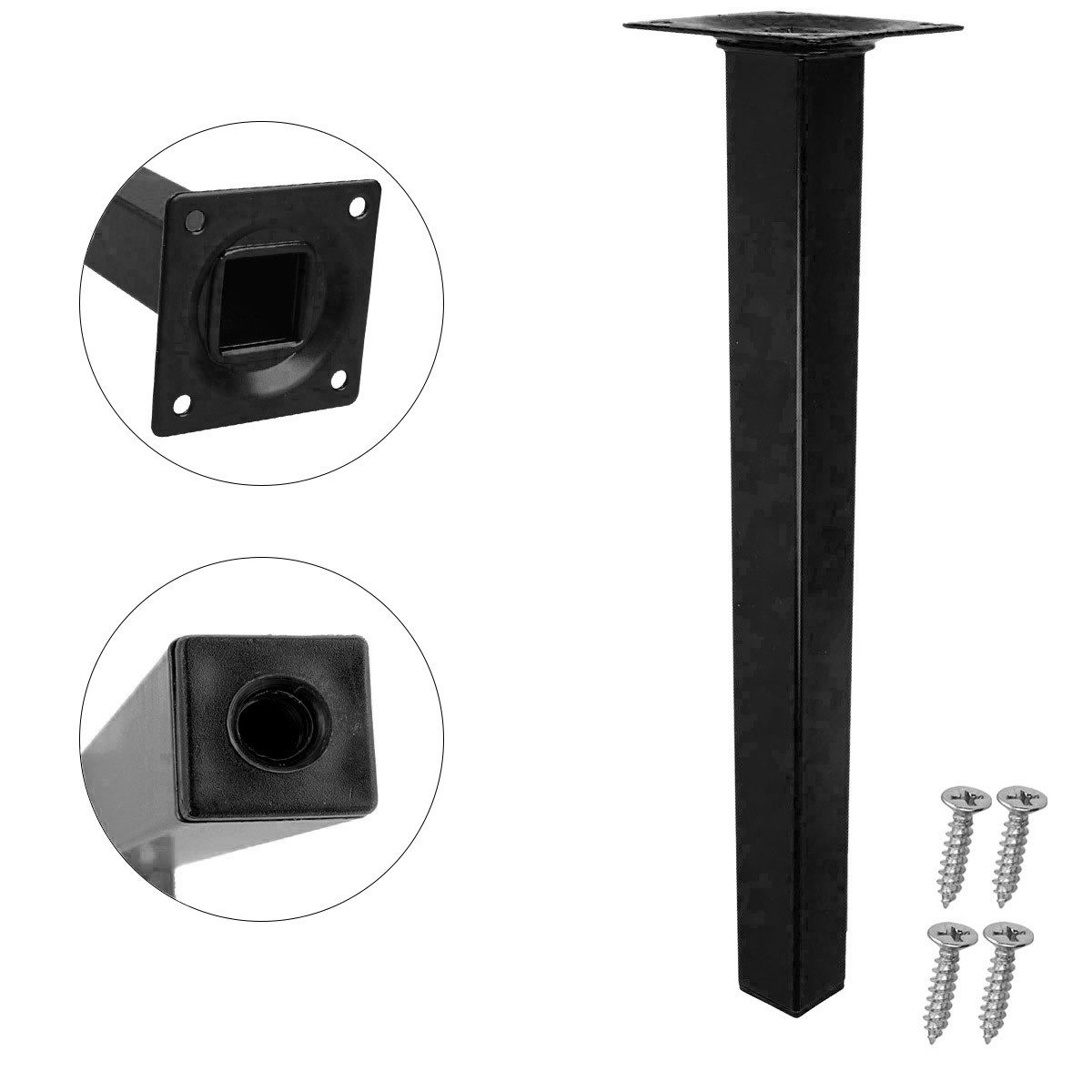 MS Beschläge Möbelfuß Möbelbein Schwarz Eckig 25x25mm Stahl Möbelstütze