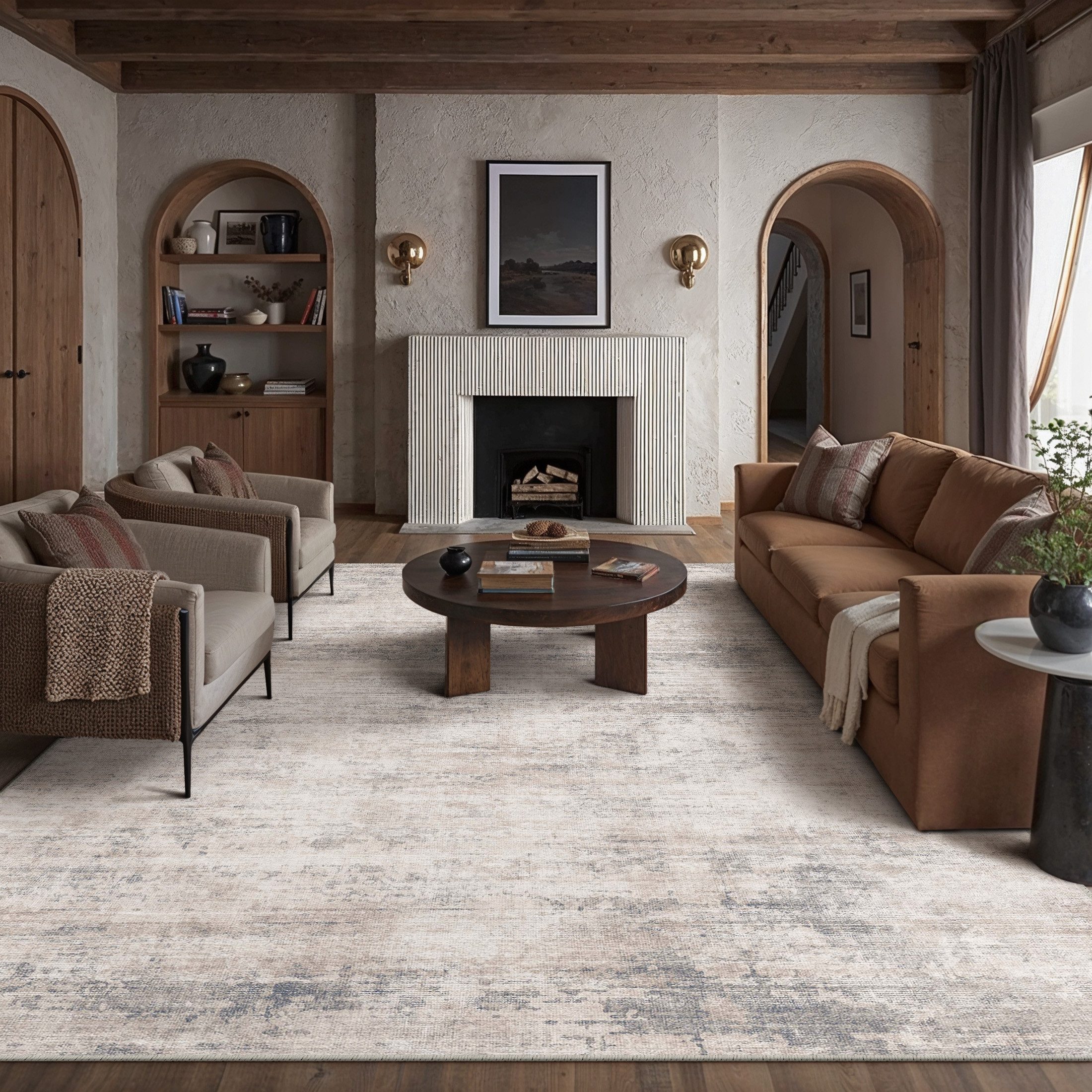 PURECOZY Teppich Kurzflor, modern abstrakt im Scandi-Look, rutschfest, weich, kuschelig, Rechteckig, Höhe: 5 mm, 160x230, 200x300, 300x400 cm, geeignet für verschiedene Innenräume