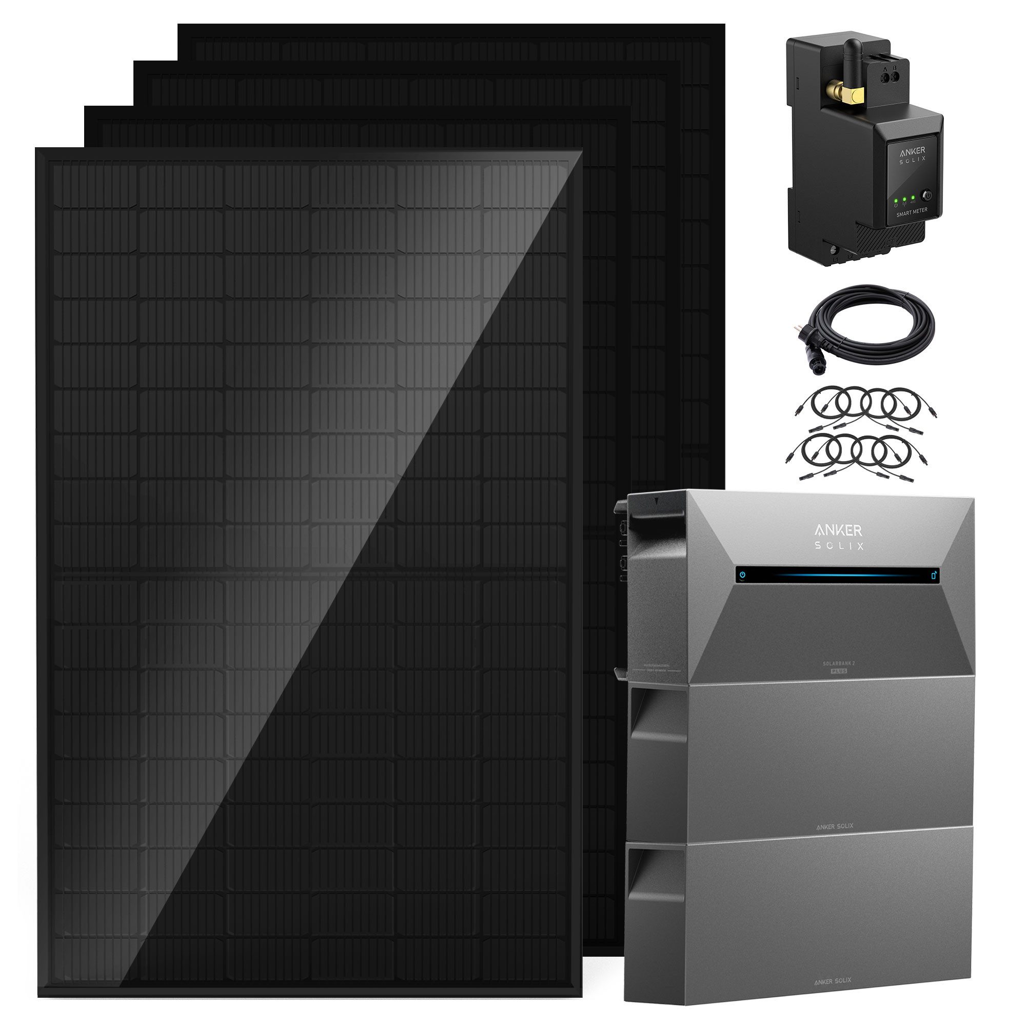 SolarMars Balkonkraftwerk mit Speicher 2000w( 500*4)  mit Anker Solix Solarbank 2 E1600 Pro, 0% MwSt