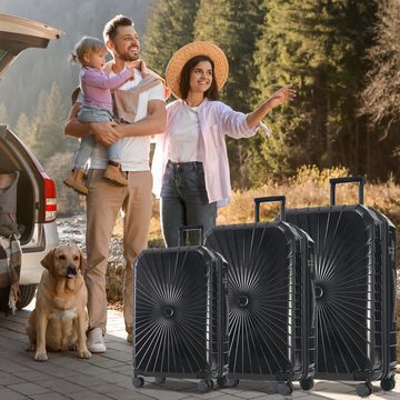 Dedom Kofferset 3-teiliges Koffer-Set,Familien-Reisekoffer, M-L-XL,schwarz, (3 tlg), Robust, leicht und stilvoll für komfortables Reisen