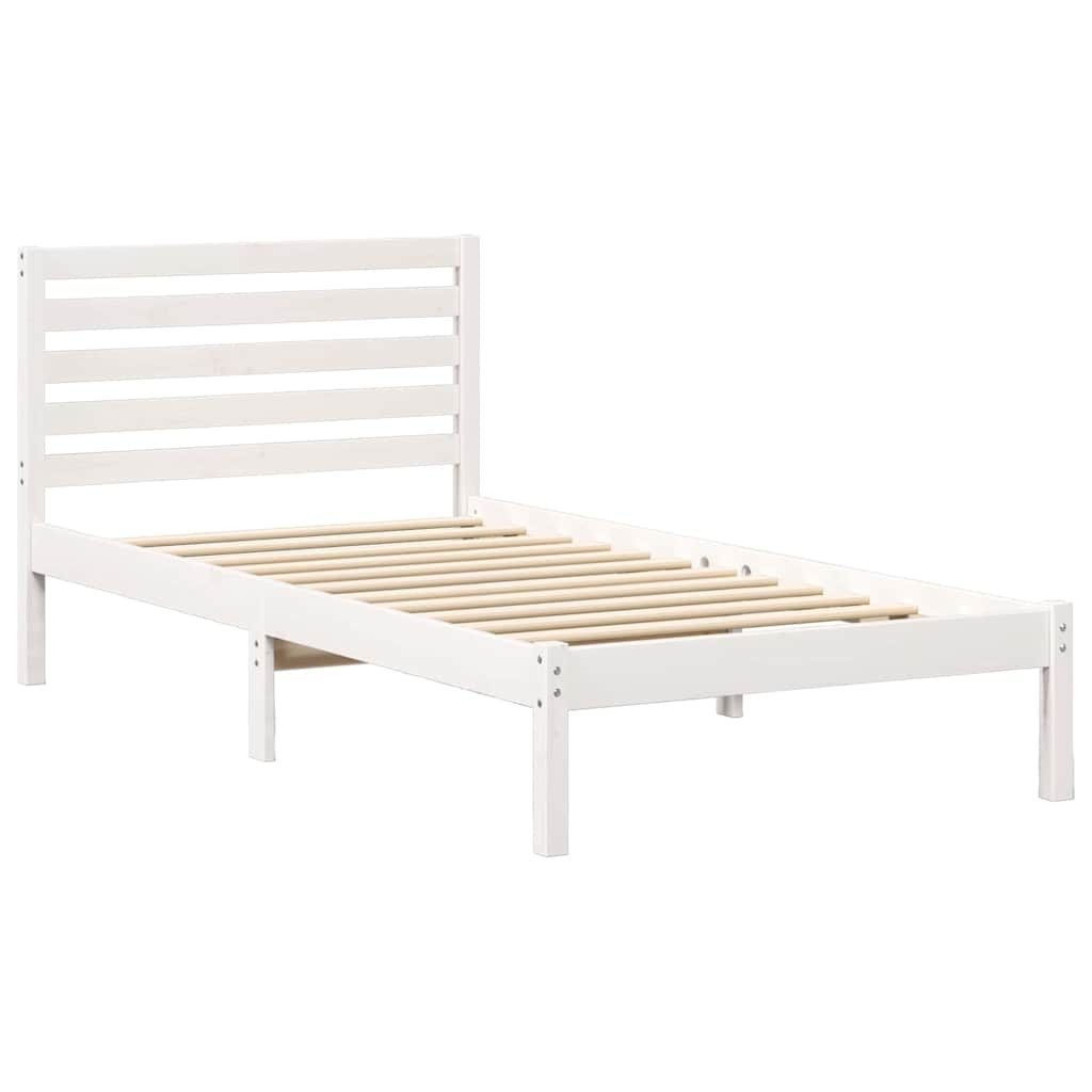 vidaXL Bett Bettgestell mit Kopfteil Weiß günstig online kaufen