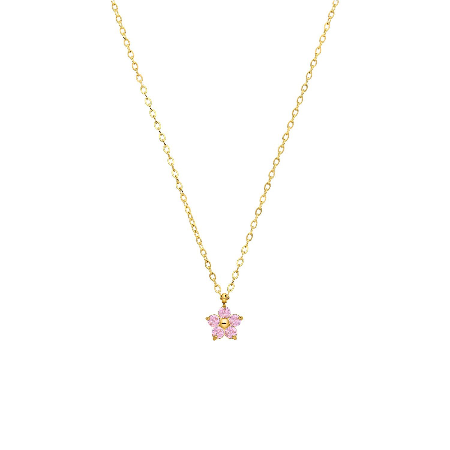 LUCARDI Kette mit Anhänger Halskette - Stahl - Gold - Zirkonia - Damen