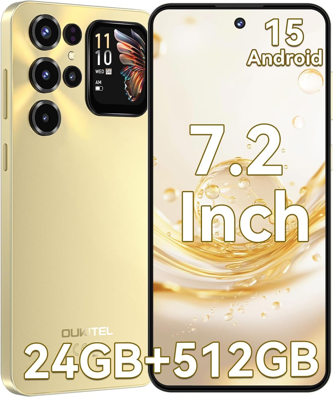 OUKITEL C68 Plus Android 15 Smartphone (18,28 cm/7.2 Zoll, 512 GB Speicherplatz, 64 MP Kamera, 6000mAh, 24(8+16)GB+512GB /1TB, 7.2" HD+ 120Hz, Dual SIM/ NFC)