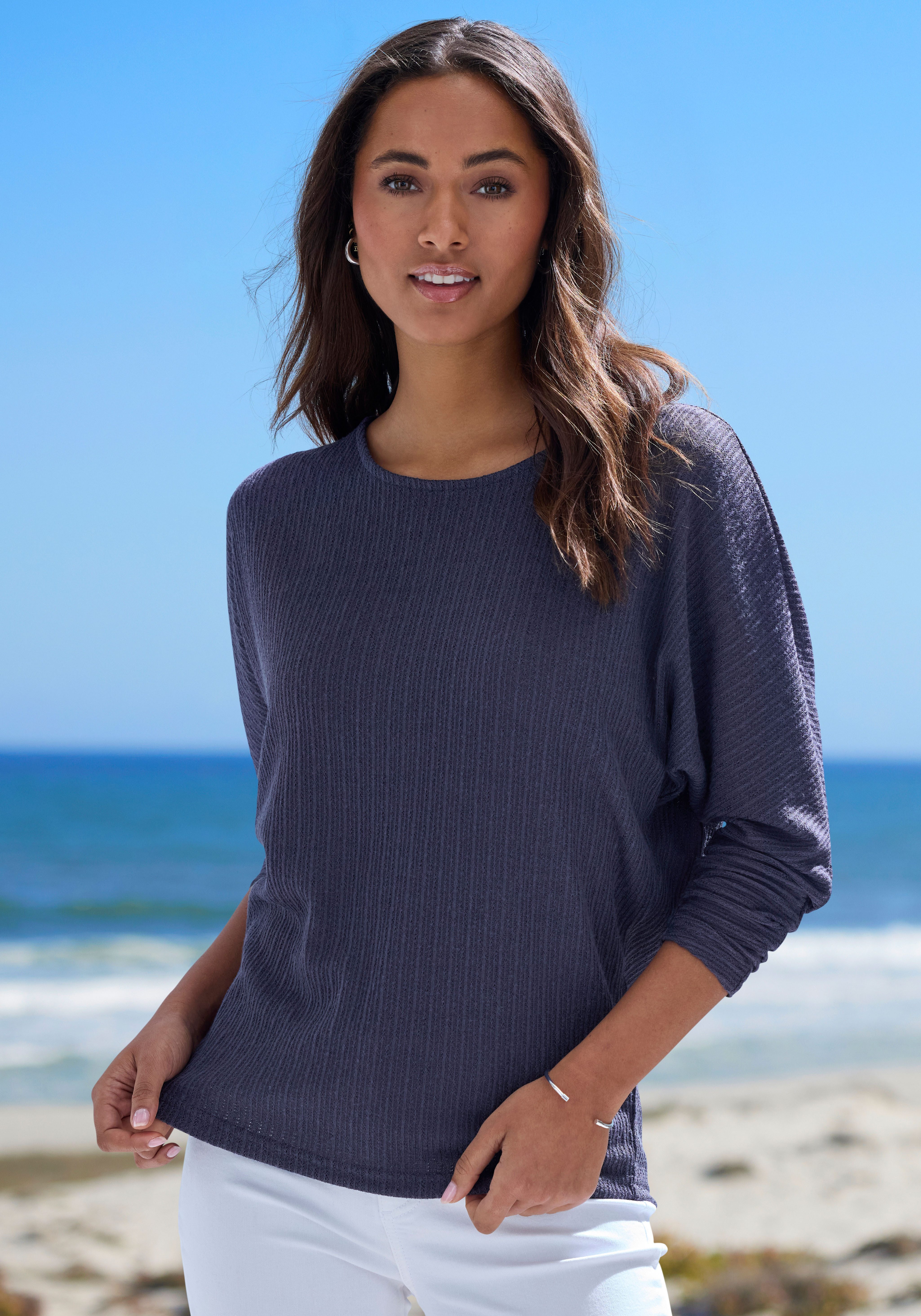 Vivance by Lascana Langarmshirt in modischer Struktur-Optik (2er-Pack) aus pflegeleichter Strickqualität mit Viskose