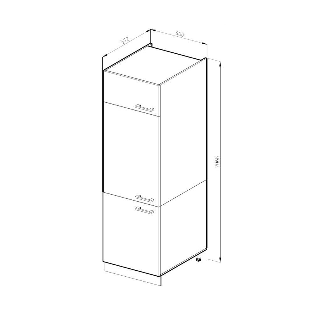 Küchenhochschrank Backofen/Kühlumbauschrank braun Weiß cm 60 Vicco R-Line Sonoma Küchenschrank