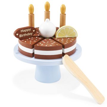 Mamabrum Kinder-Küchenset Hölzerne Geburtstagstorte zum Anschneiden