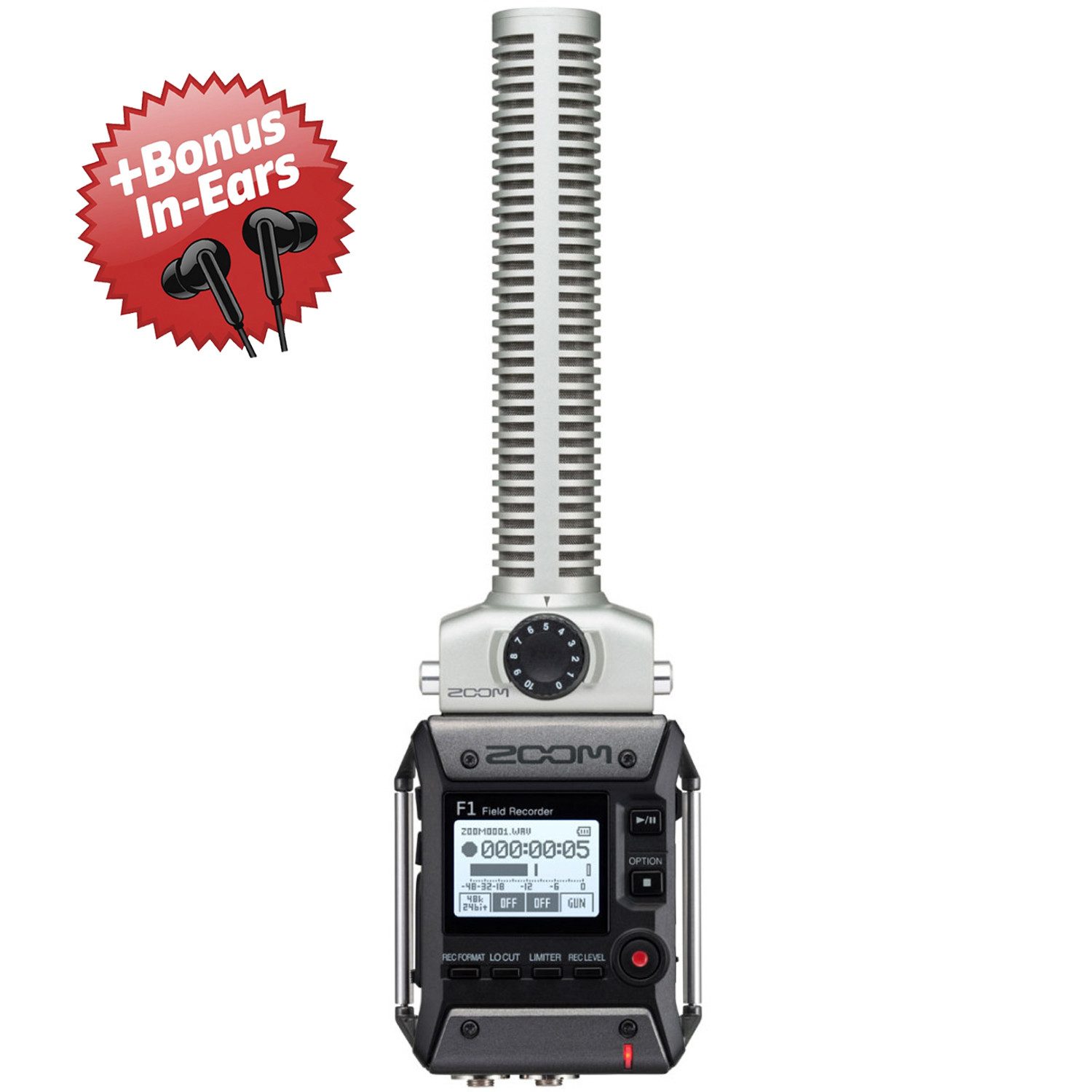 Zoom Audio Zoom F1-SP Field Recorder mit Richtmikrofon + Bonus In-Ear Kopfhörer Digitales Aufnahmegerät (2-Kanal Audio-Rekorder)