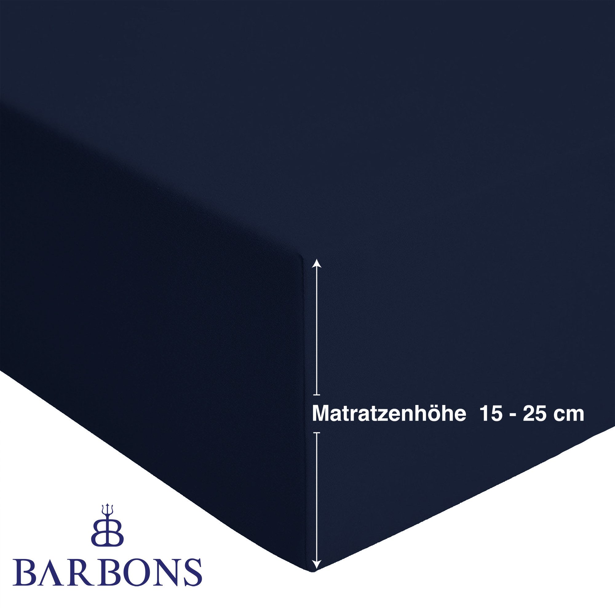 BARBONS Spannbettlaken Jersey Bettlaken, 145 g/m² Spannbetttuch, bis zu 25cm Höhe, Topper, Jersey aus 100% Baumwolle, Gummizug: rundum, (1 Stück), Rundumgummi,  – Bild 3 von 5