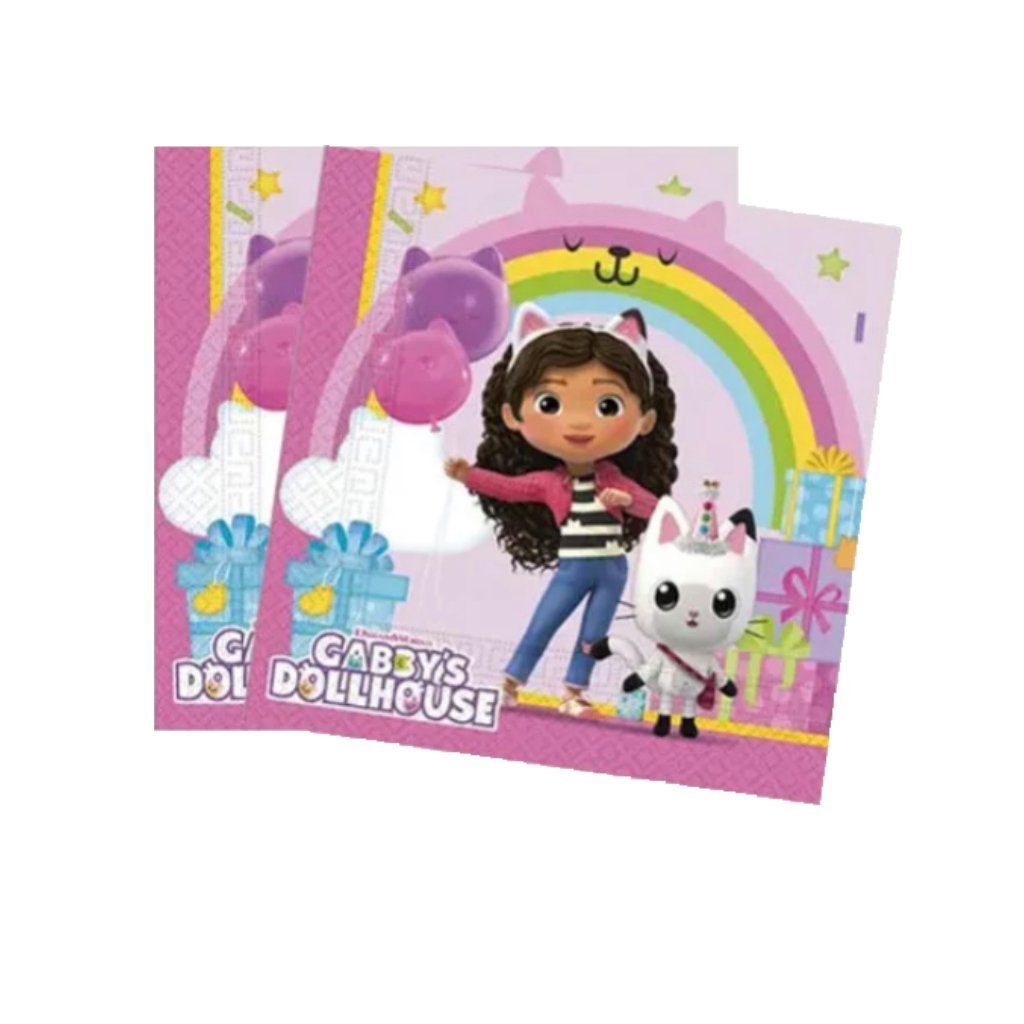 Gabby’s Einweggeschirr-Set 36tlg.Partyset (36-tlg), Set 8 Personen Gabbys Geburtstag Dollhouse Dreamworks Dollhouse Deko