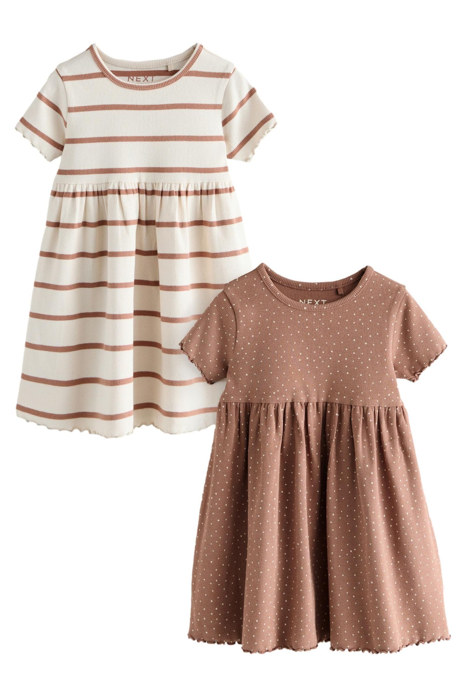 Next Jerseykleid Geripptes Kurzarmkleid im 2er-Pack (2-tlg)