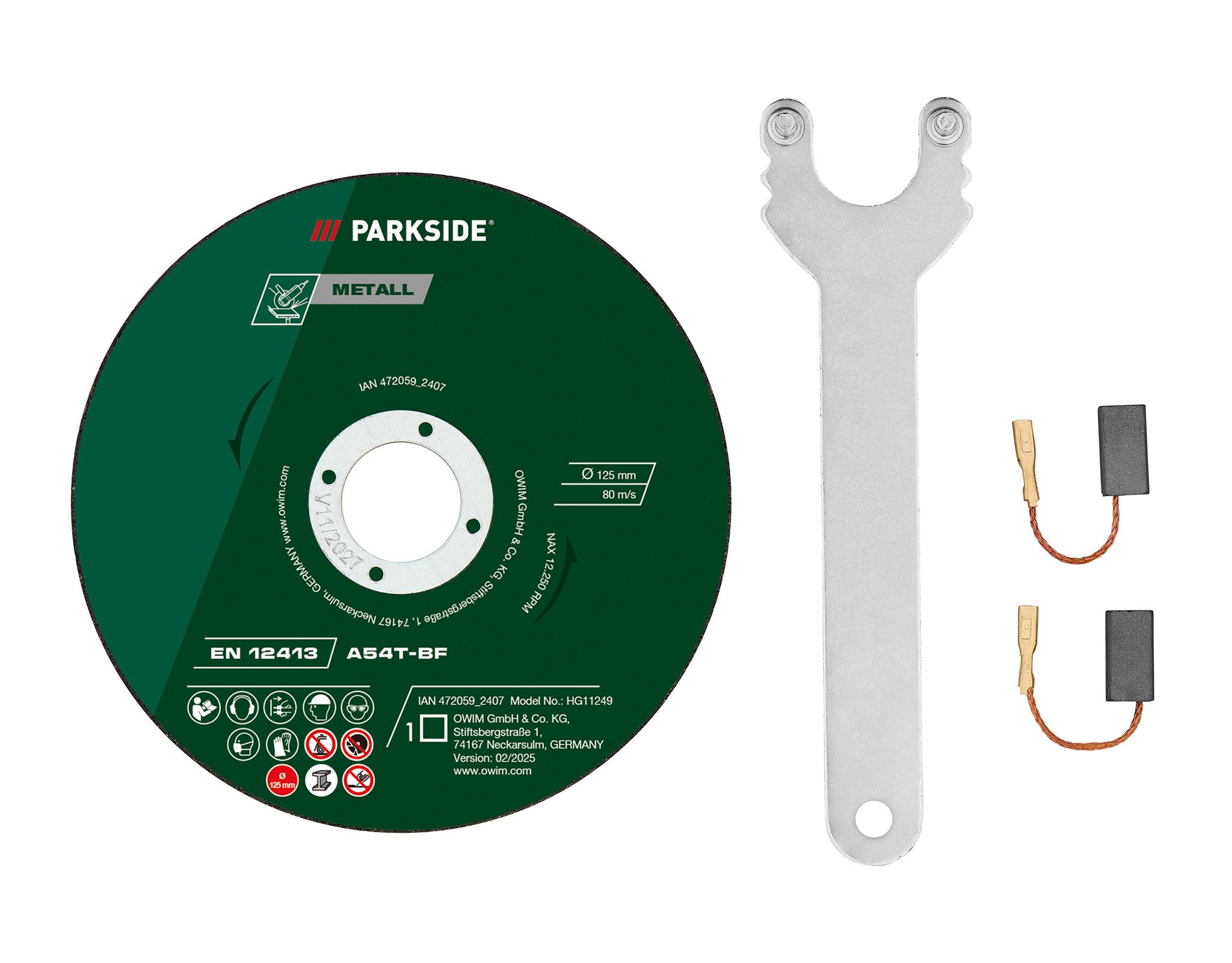 Parkside Winkelschleifer PWS 125 I9, max. 12000 U/min, inkl. 2 Ersatz-Kohlebürsten, 3-Positionen-Frontgriff