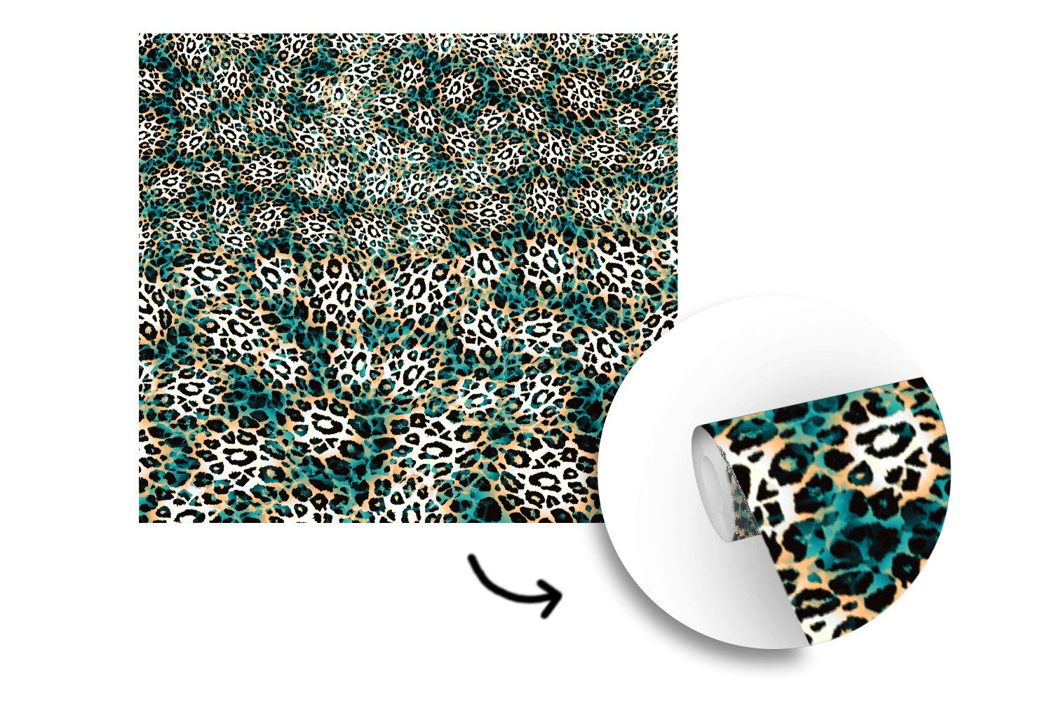 MuchoWow Fototapete Leopardenmuster - bedruckt, oder Schlafzimmer, Tapete Wandtapete St), Wild, (5 für Wohnzimmer Matt, - Vinyl Muster