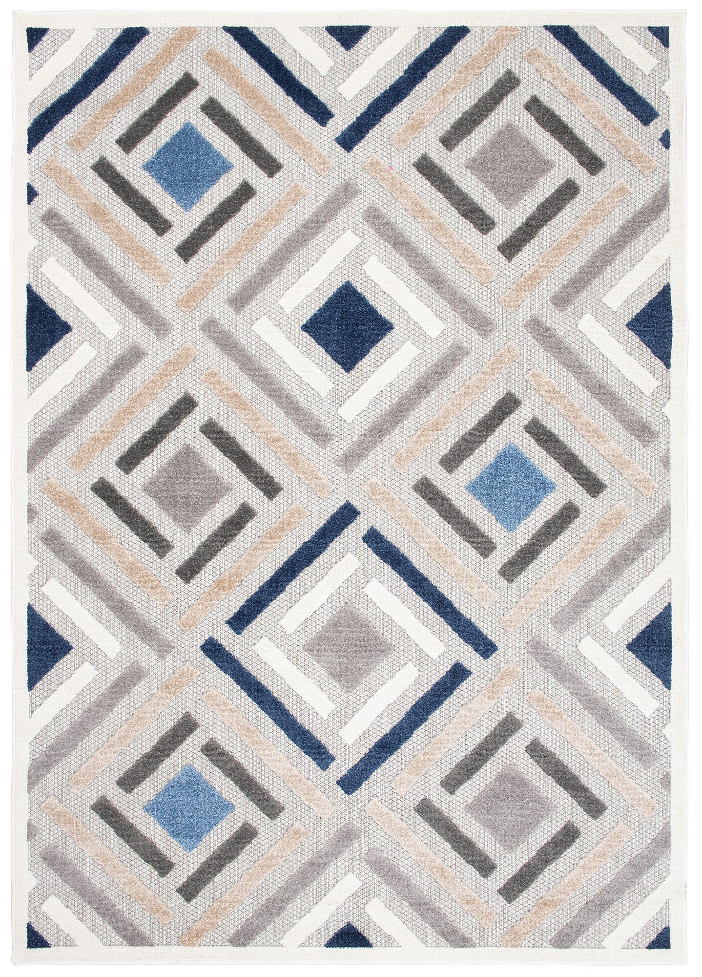Mazovia Designteppich In- & Outdoor Teppich Wetterfest & UV-beständig Balkon - Blau Grau, 80 x 150 cm
