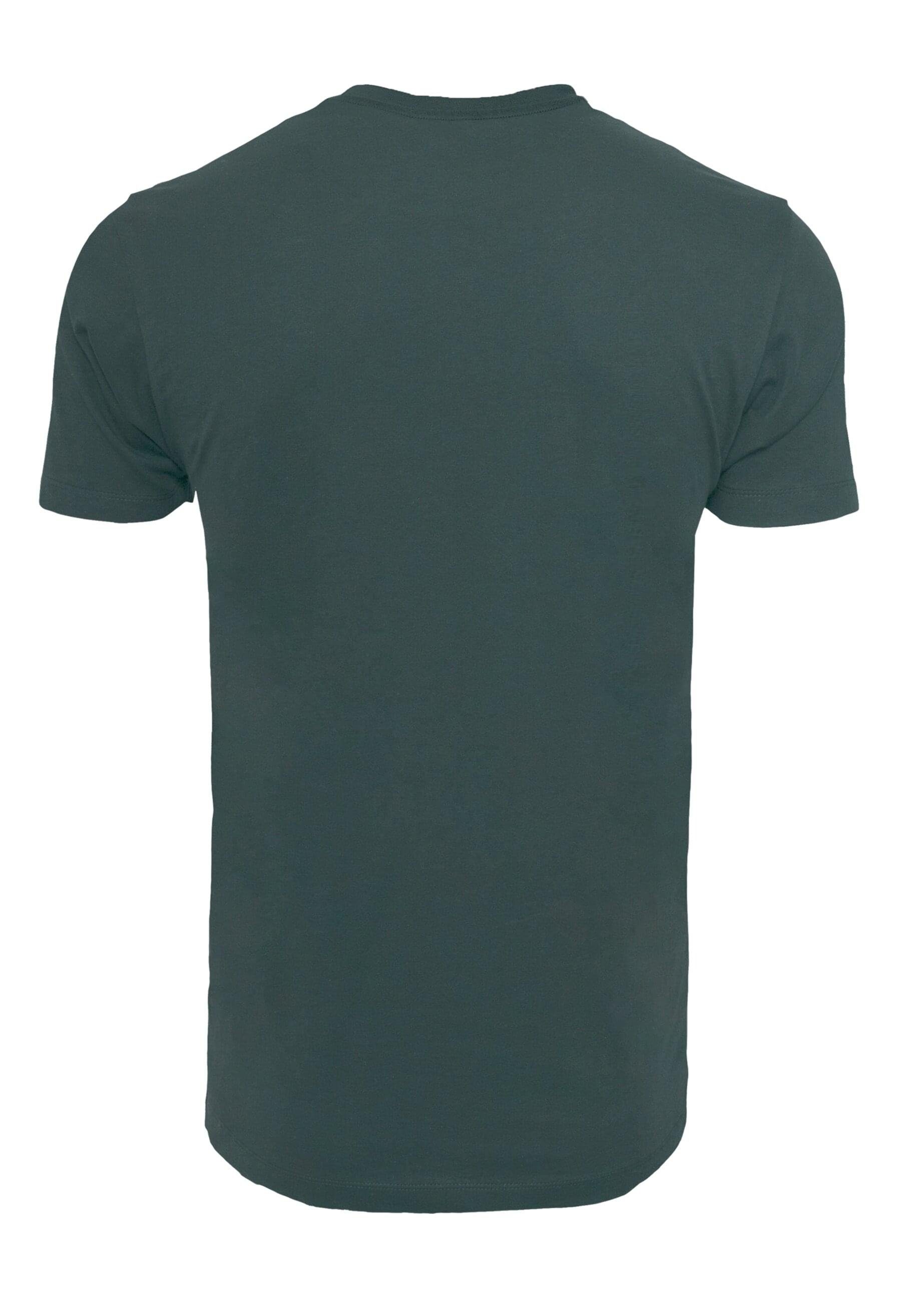 Merchcode T-Shirt Herren Round (1-tlg) Lights Neck T-Shirt Merry bottlegreen Christmas