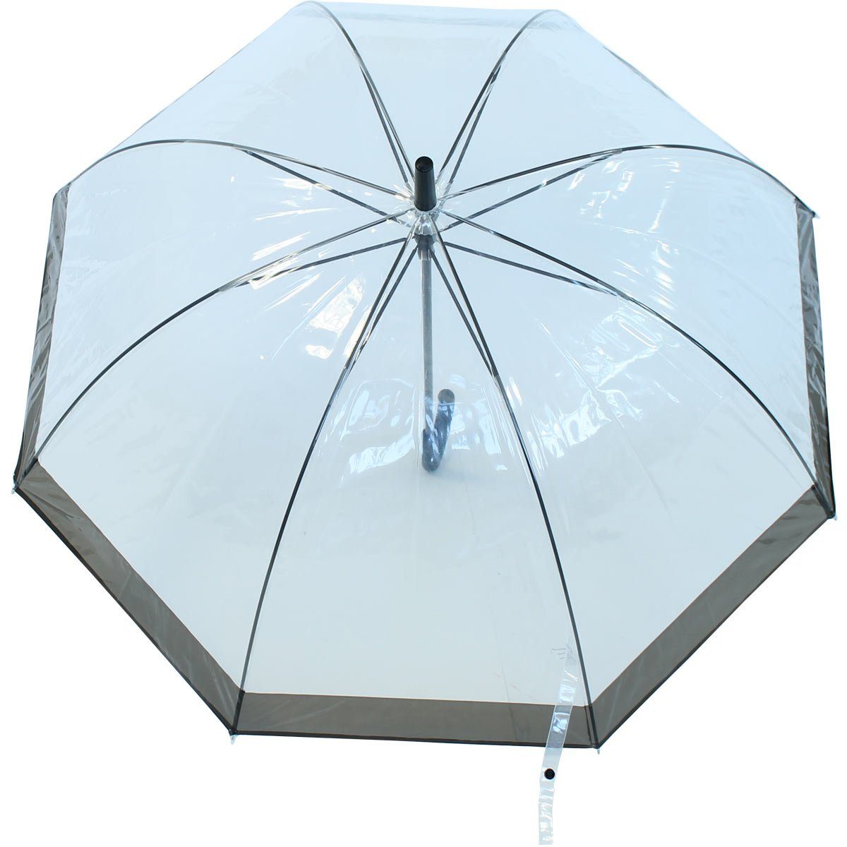 durchsichtig RAIN Borte, transparent mit durchsichtig Glockenschirm Langregenschirm HAPPY