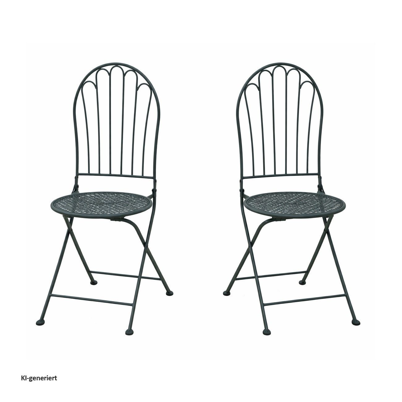 HTI-Living Garten-Essgruppe Bistro Set mit Tisch und 2 Stühlen Ivo Blau Metall für Balkon Terrasse, (Set, 3-tlg., 1 Tisch 2 Stühle), Sitzgruppe Essgruppe Balkon – Bild 5 von 5
