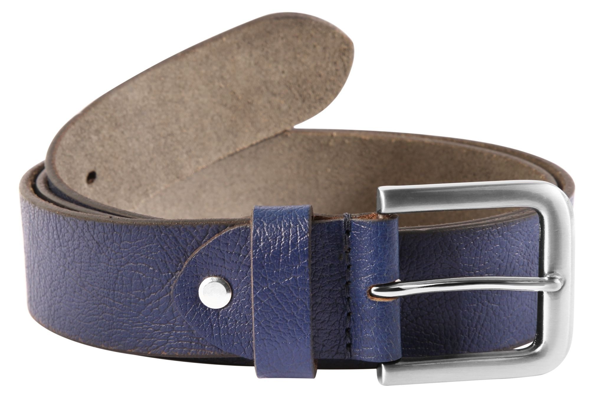 LEONARDO VERRELLI Ledergürtel LV0046 hochwertiges Echt Leder, dunkelblau, 80 cm- 140 cm (Einzeln)