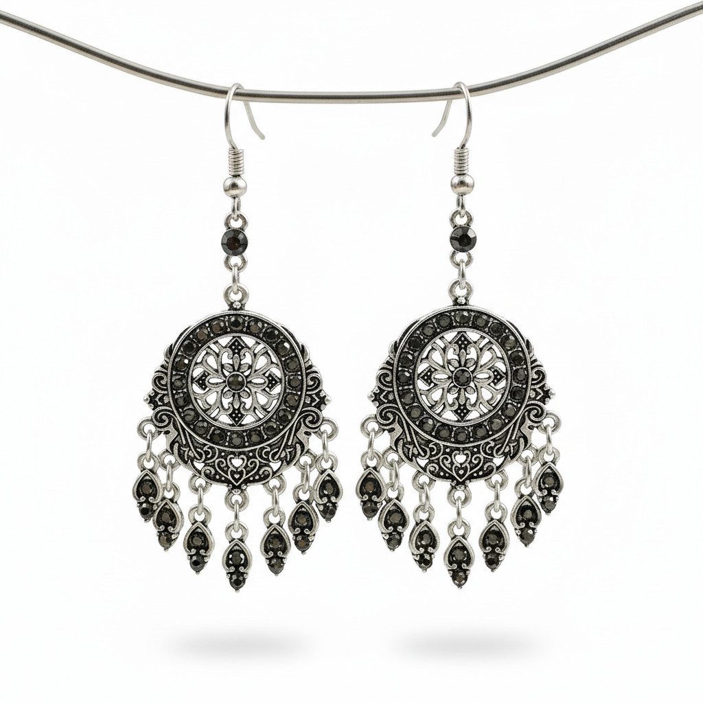 Ohrring-Set Boho Vintage Ohrhänger Damen – Ethno Schmuck mit Edelstein Optik