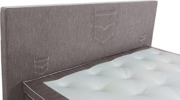 INOSIGN Boxspringbett Zahara, inkl. Topper, besonderes Highlight: aufgenähten Jeanstaschen - Optik