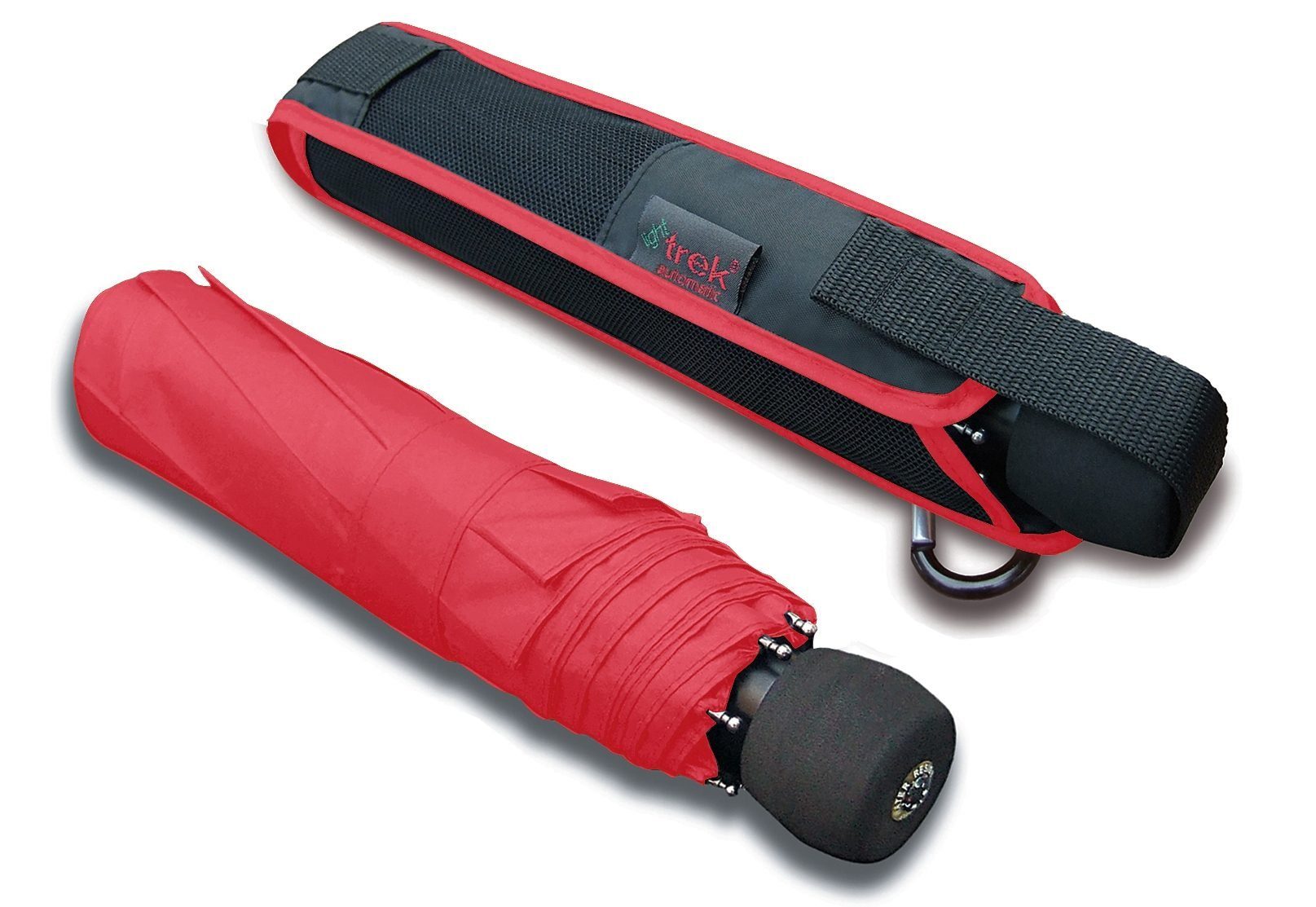light Taschenregenschirm Automatik, integriertem Kompass rot trek, EuroSCHIRM® mit