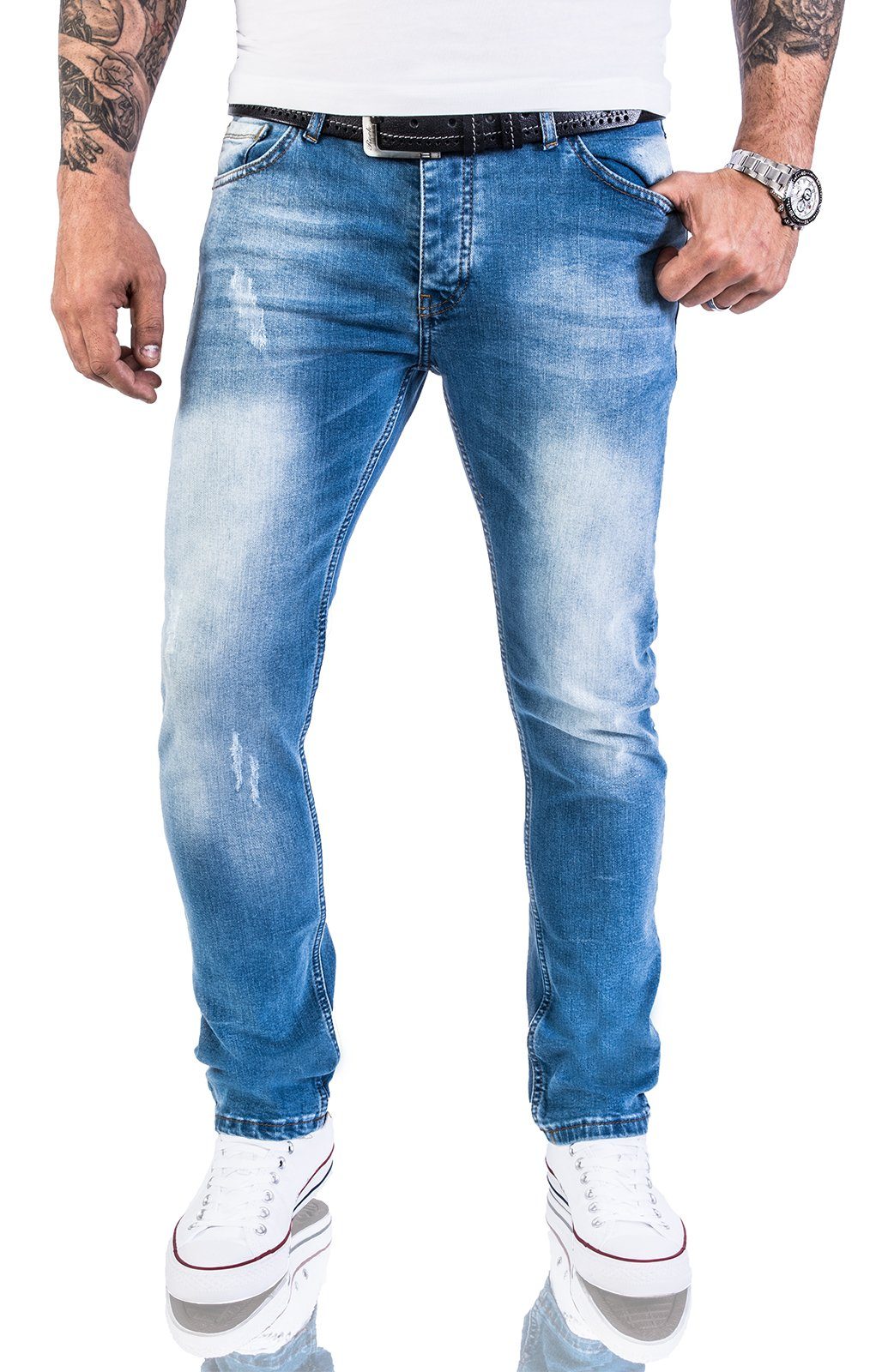 Slim-fit-Jeans Herren Jeans Slim Fit Blau M21