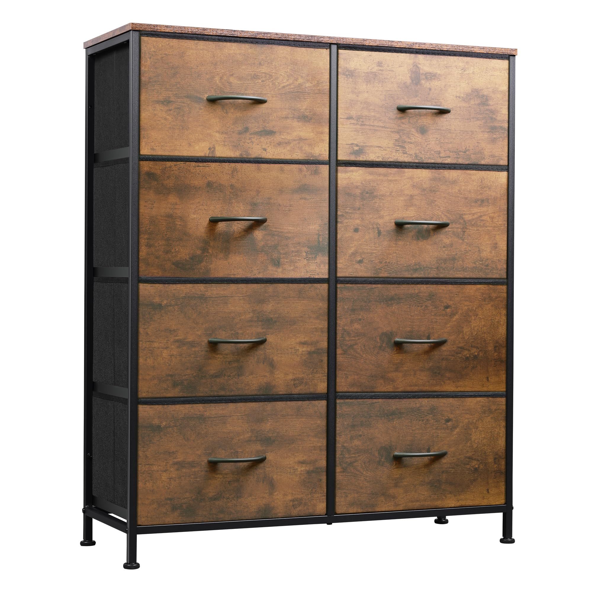 WLIVE Kommode mit 8 Schubladen, Schubladenkommode aus Holz und Metall (30 x 80,5 x 98 cm Kommode Schlafzimmer Wohnzimmer Flur), Schmaler Schrank mit viel Stauraum, Modern & Stabil
