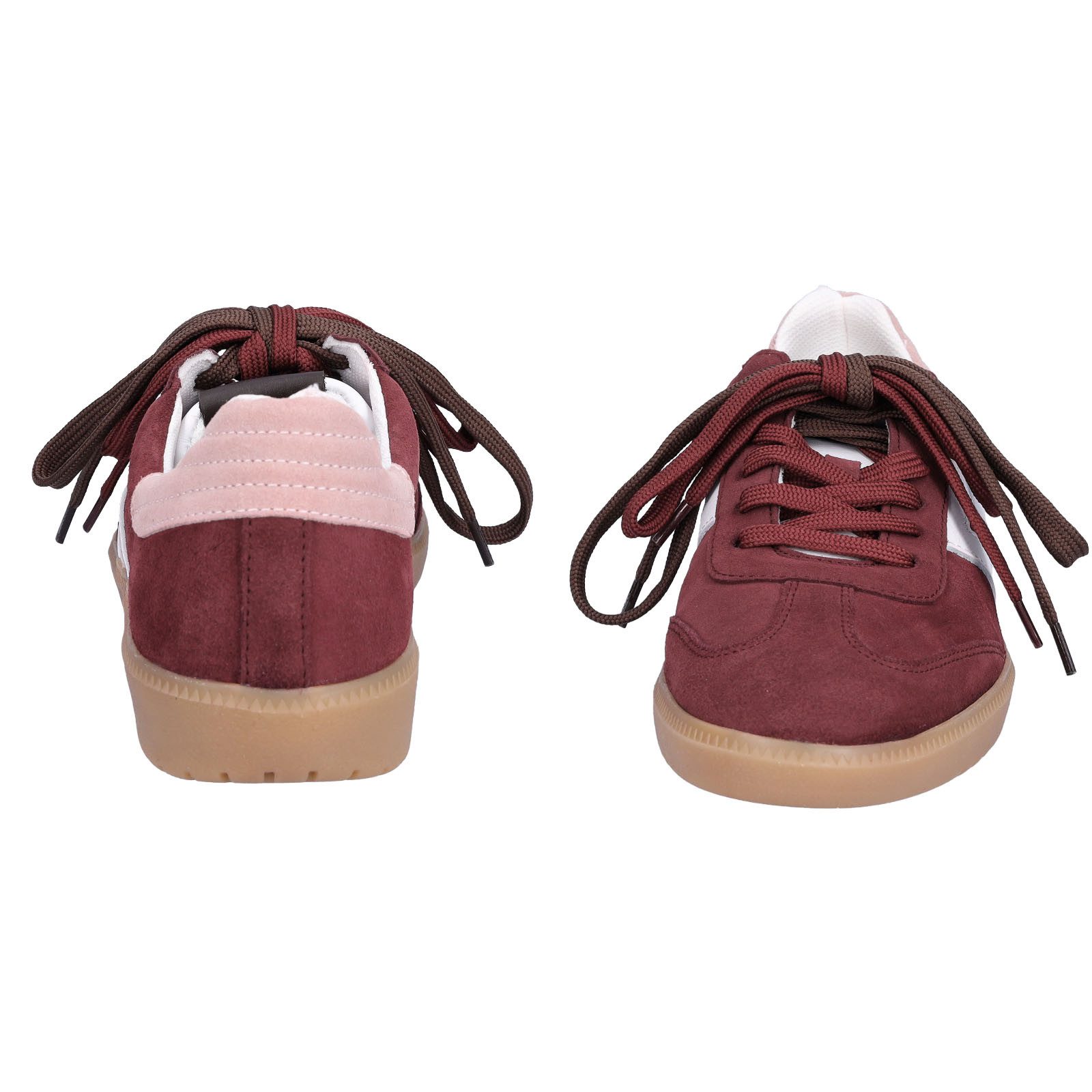 MIDS MORGAN Damen Sneaker bordeaux aus Velourleder mit Wechselfußbett und doppelter Schnürung