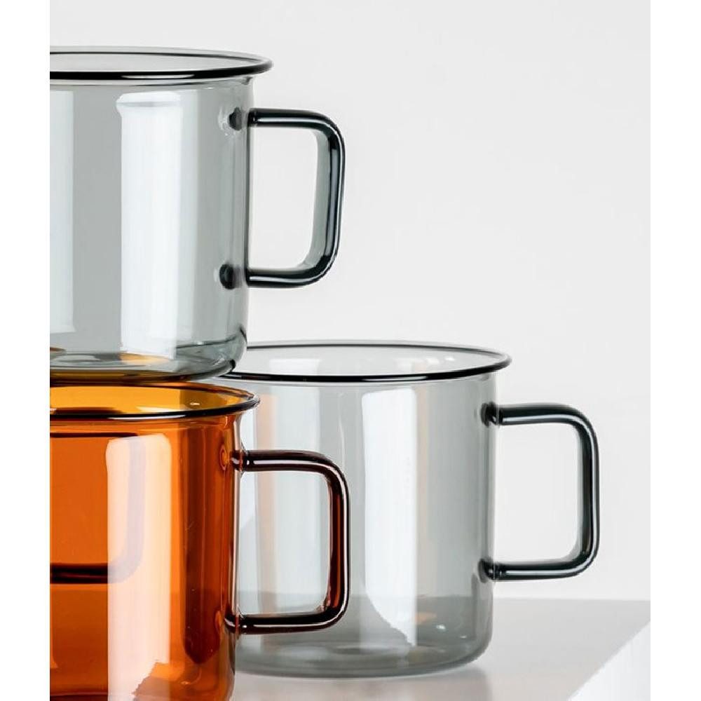Muurla Tasse Teeglas Tasse Grau aus hitzebeständigem Glas (350ml)
