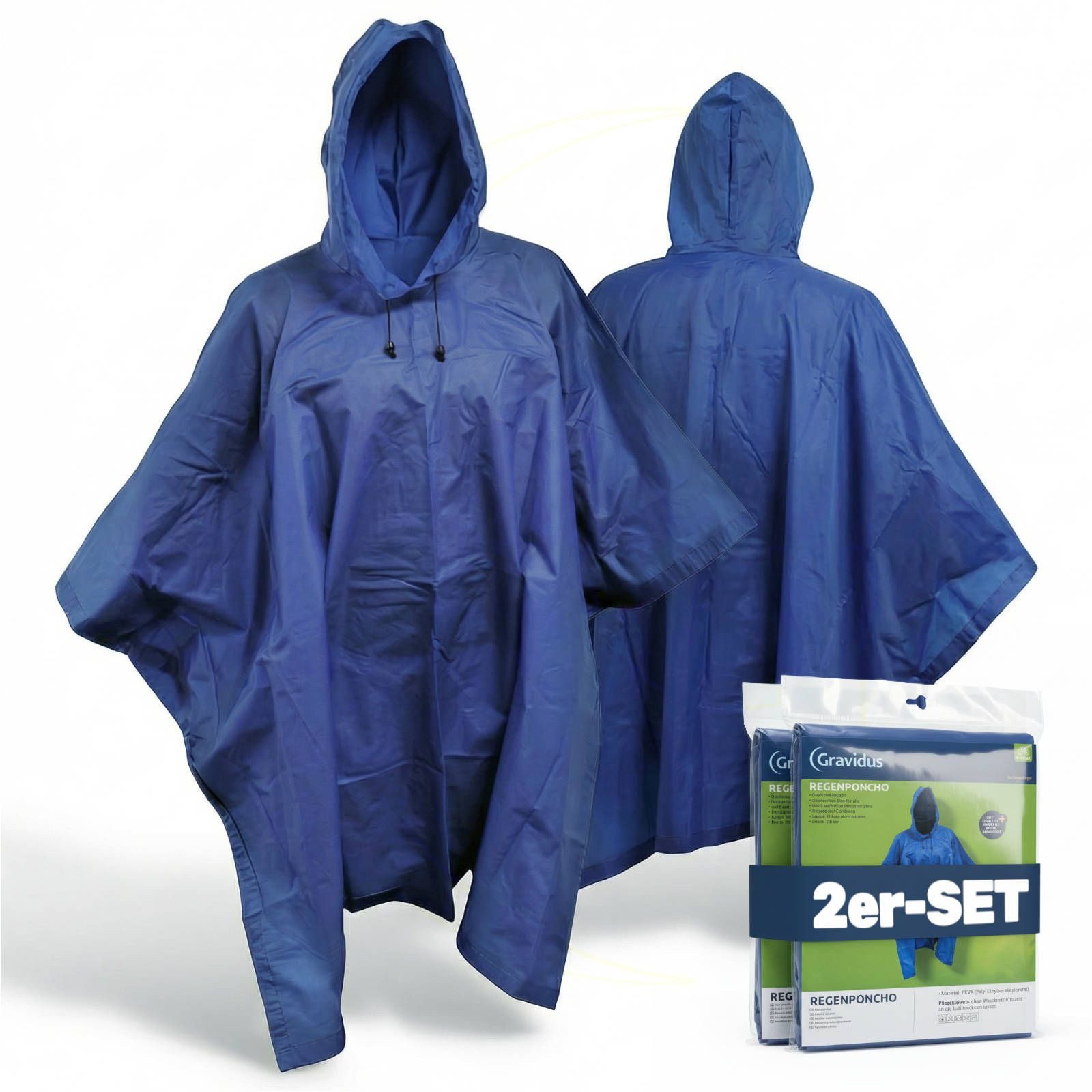 Gravidus Regenponcho 2x Regencape Regenponcho Regenschutz Fahrrad blau Unisex (2-St)