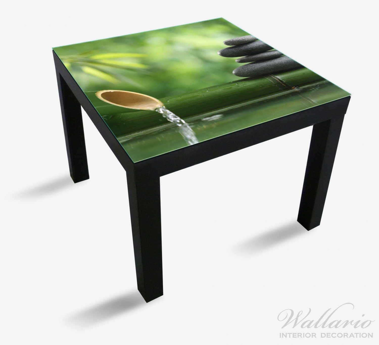 geeignet für und dem Bambus Wallario Steinstapel Lack Tischplatte (1 St), auf Wasser Tisch Ikea