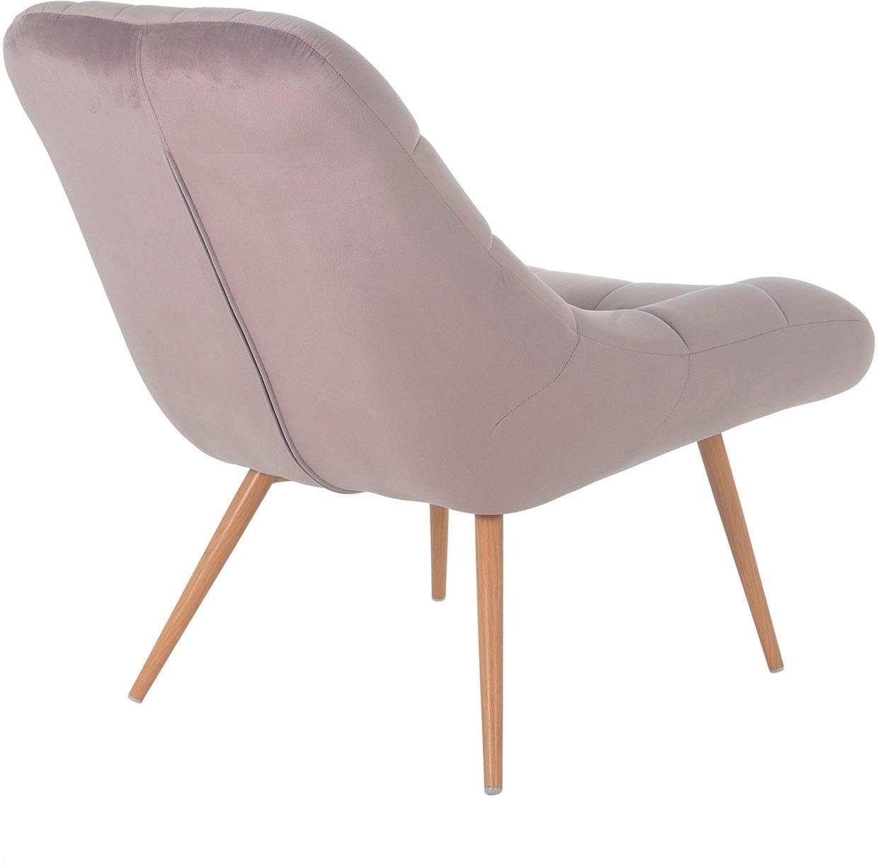 SalesFever Relaxsessel, mit rosa/holzfarben mit schwarzen XXL-Steppung, oder Beinen naturfarbenen