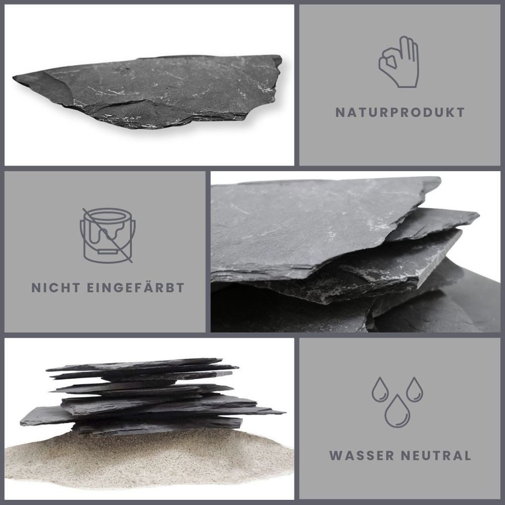 Aquaone Aquarium Aquarium Natursteine Schieferplatten Deko schwarz-grau 10 kg Nr.50