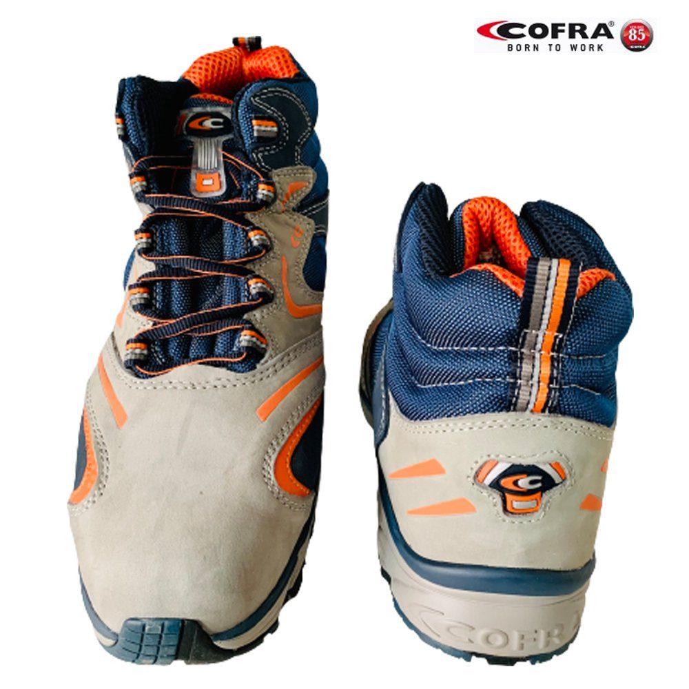 Cofra NEW FITNESS GREY S3 SRC Sicherheitsschuh (Set, 3-tlg., 1 Paar Sicherheitsschuhe + 2 Paar Arbeitshandschuhe (Größe 9 + 10) KAPPE: Stahlkappe mit 200 J Zehenschutz