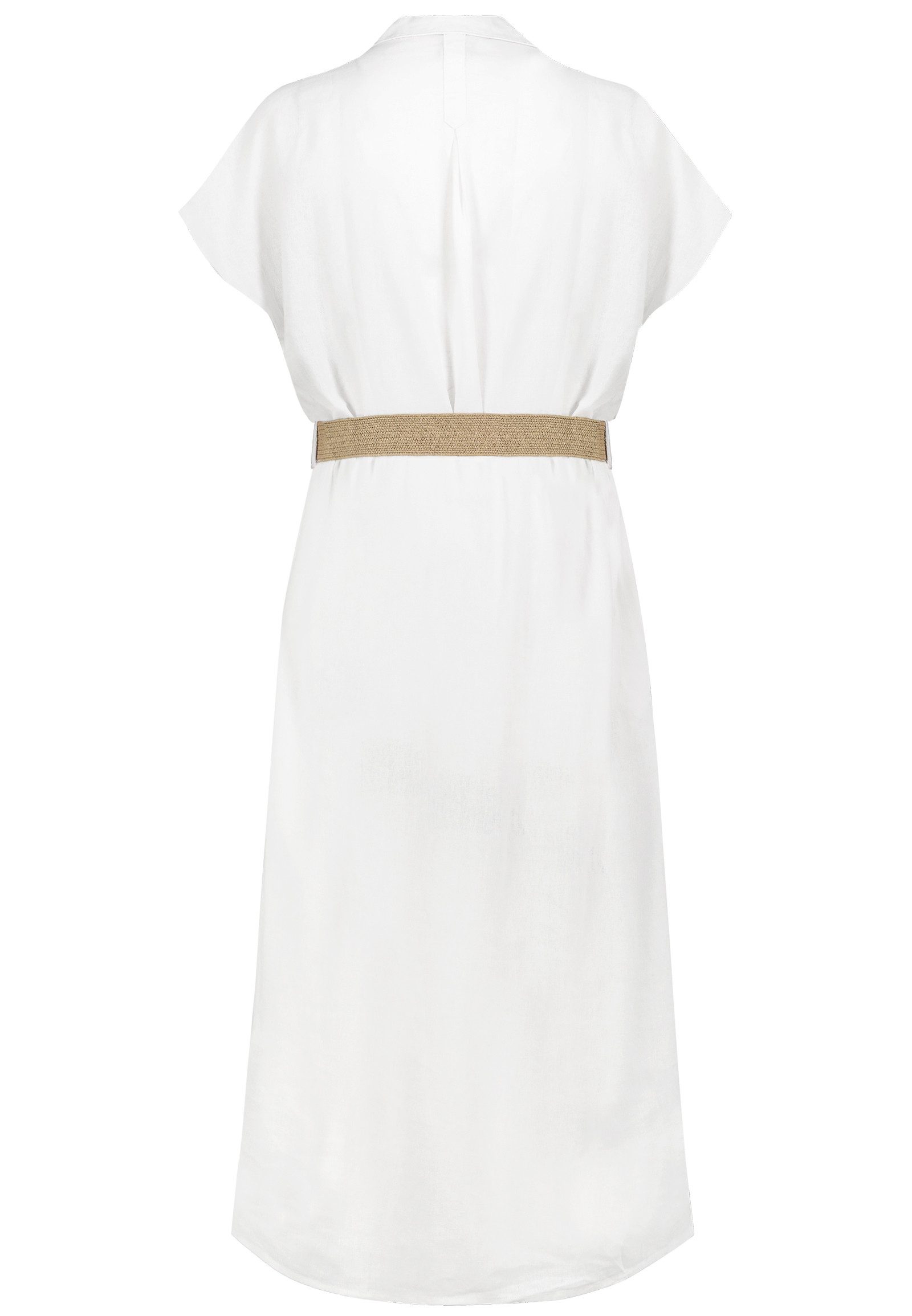 Eight2Nine A-Linien-Kleid Damen Blusenkleid mit Bastgürtel Sommerkleid, Leinen-Viskose-Mix, elastische Taille, gestreift oder uni