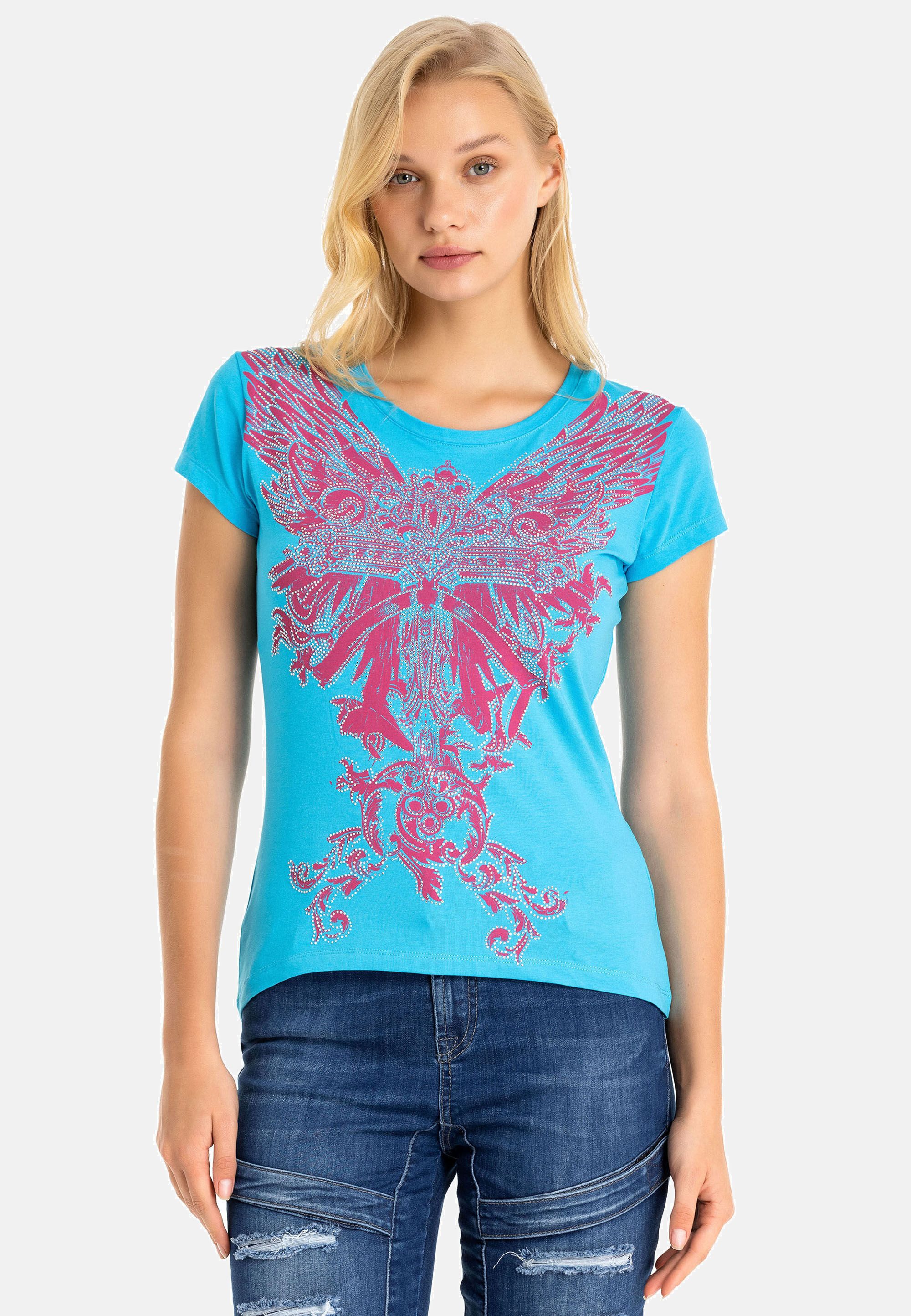 Cipo & Baxx T-Shirt WT341 mit glänzender Stein-Engel