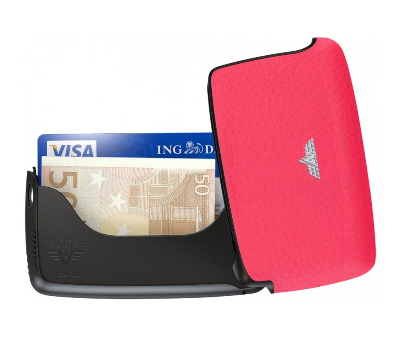 TRU VIRTU Geldbörse Kreditkartenetui Kartenetui Visitenkartenetui Alu TRU VIRTU rot